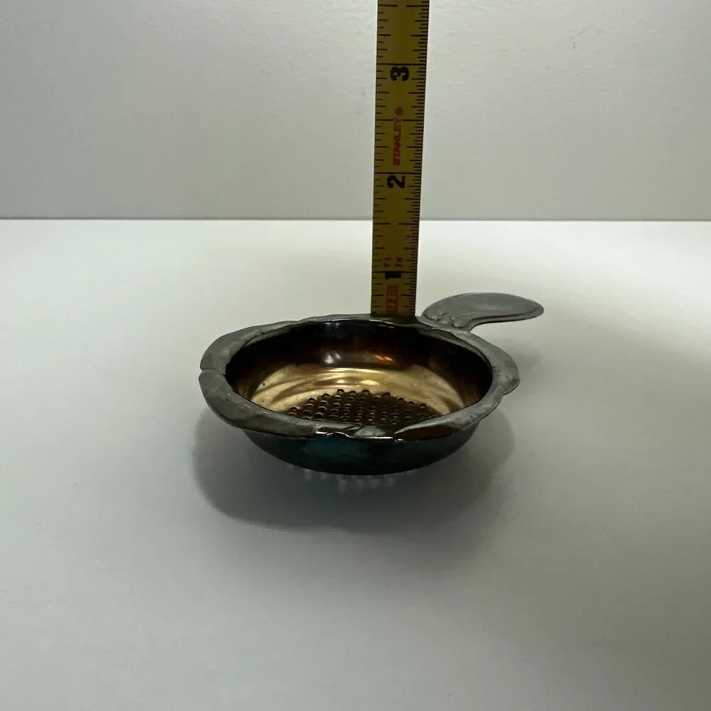 Vintage Silverplate Tea Strainer Handled Tea Leaf Strainer Scalloped Rim